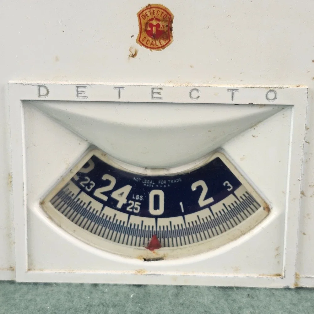 Vintage Detecto‎ 25 lb Kitchen Scale White Enamel Arc Dial USA Tested